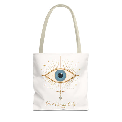 Mystic Eye Tote Bag — 'Good Energy Only' Spiritual Canvas Tote