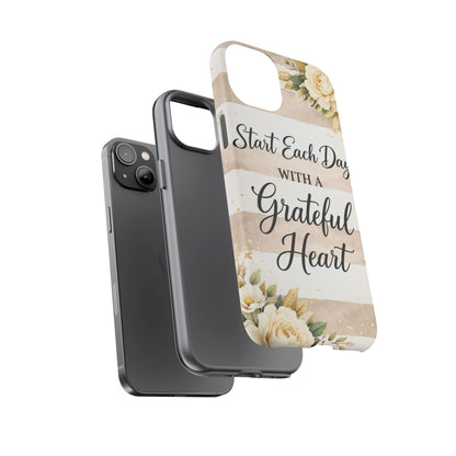 Grateful Heart Tough Case — Floral Striped Protective Phone Case