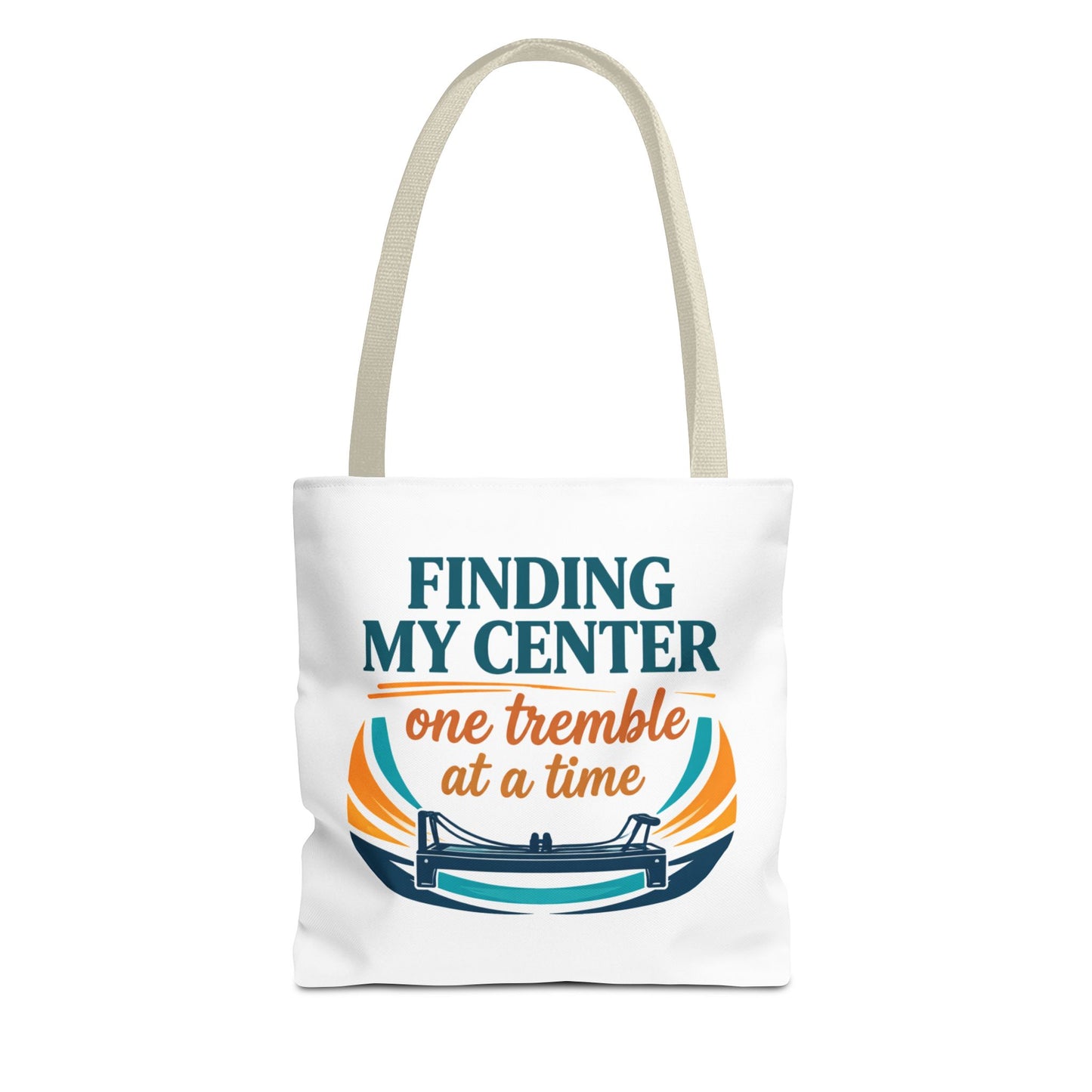 Finding My Center Pilates Tote Bag — “Finding My Center One Tremble at a Time”