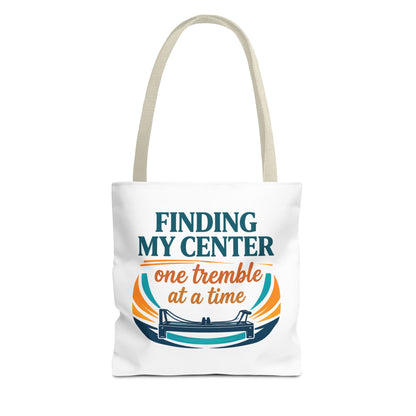 Finding My Center Pilates Tote Bag — “Finding My Center One Tremble at a Time”
