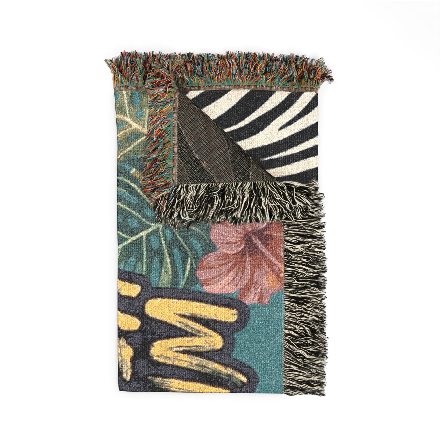 'Wild Heart, Gentle Soul' Tropical Zebra Throw / Woven Blanket —