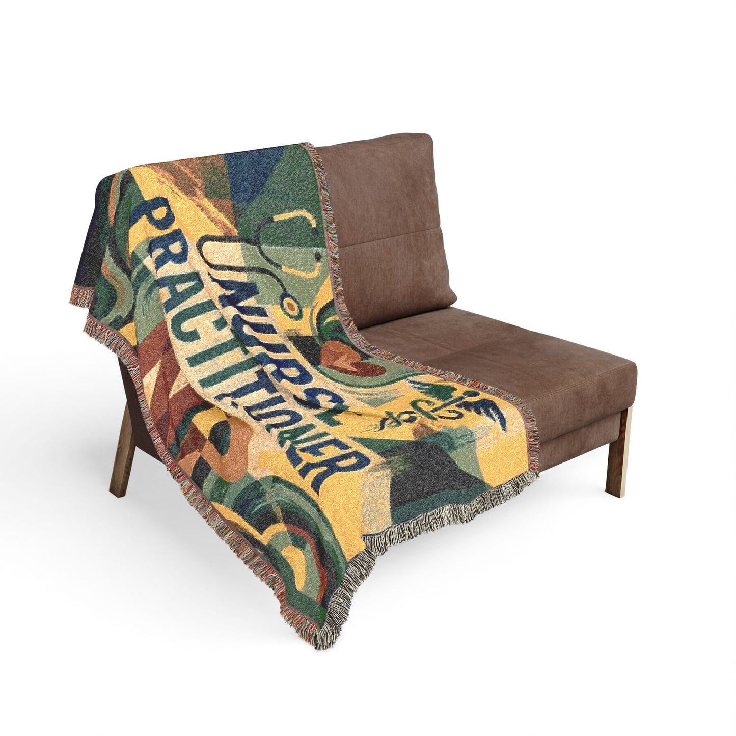 Nurse Practitioner Woven Blanket — Cozy NP Throw with Caduceus & Stethoscope Design