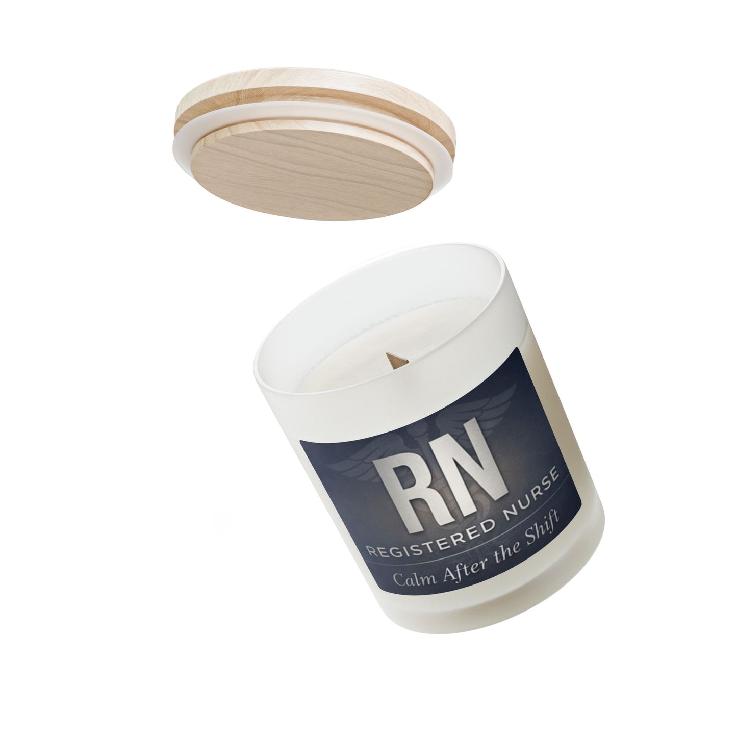 RN Registered Nurse Frosted Glass Candle — "Calm After the Shift" 11 oz