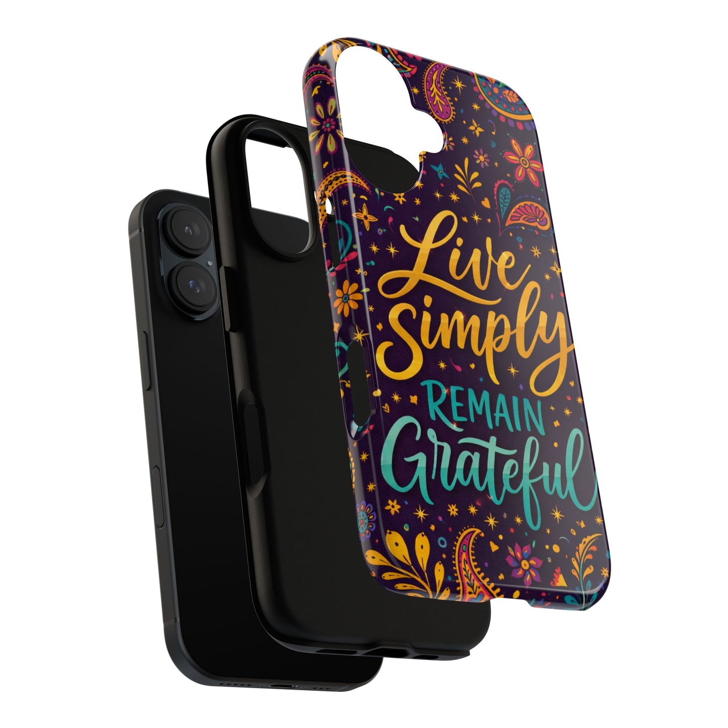 "Live Simply Remain Grateful" Floral Paisley Protective Cover Phone Case