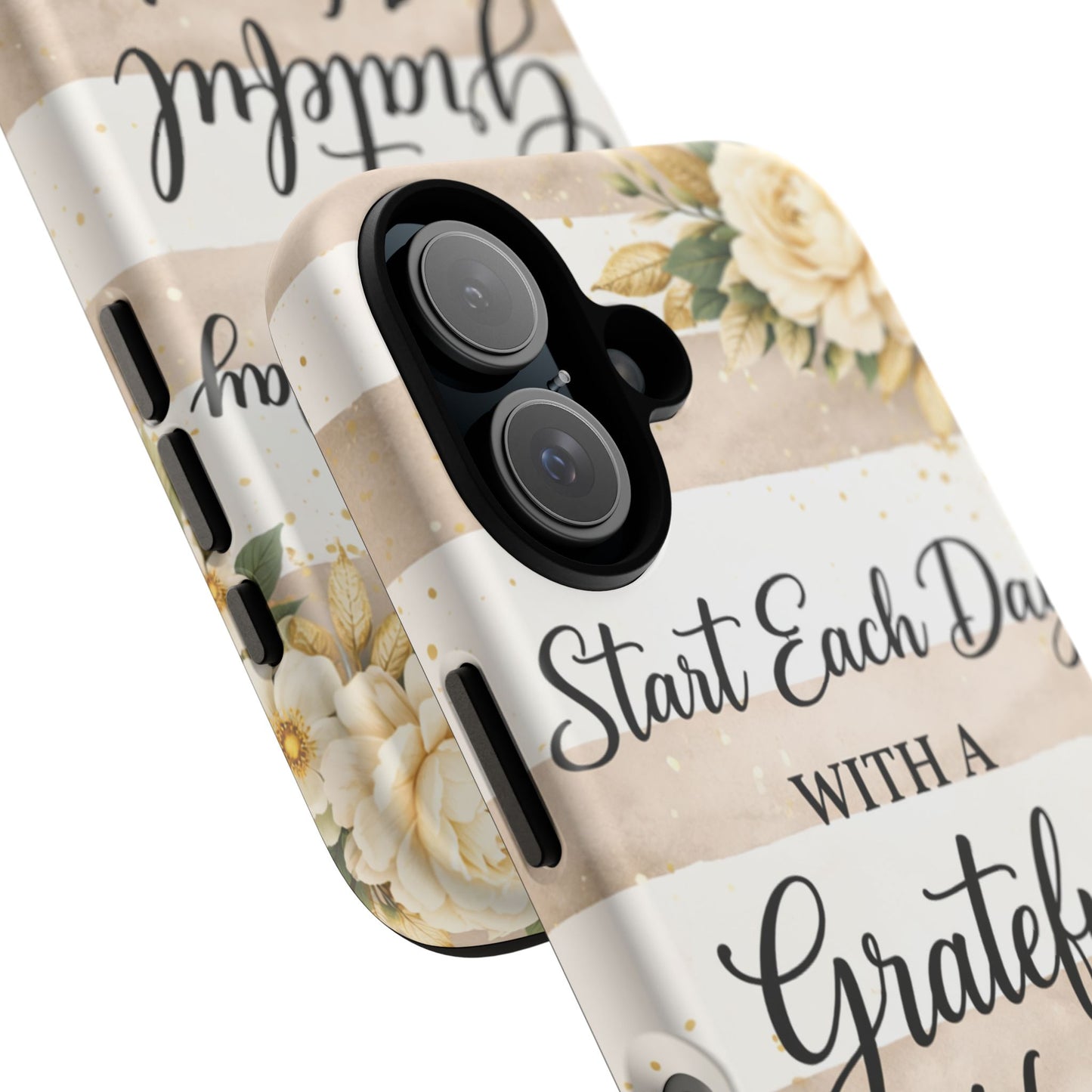 Grateful Heart Tough Case — Floral Striped Protective Phone Case
