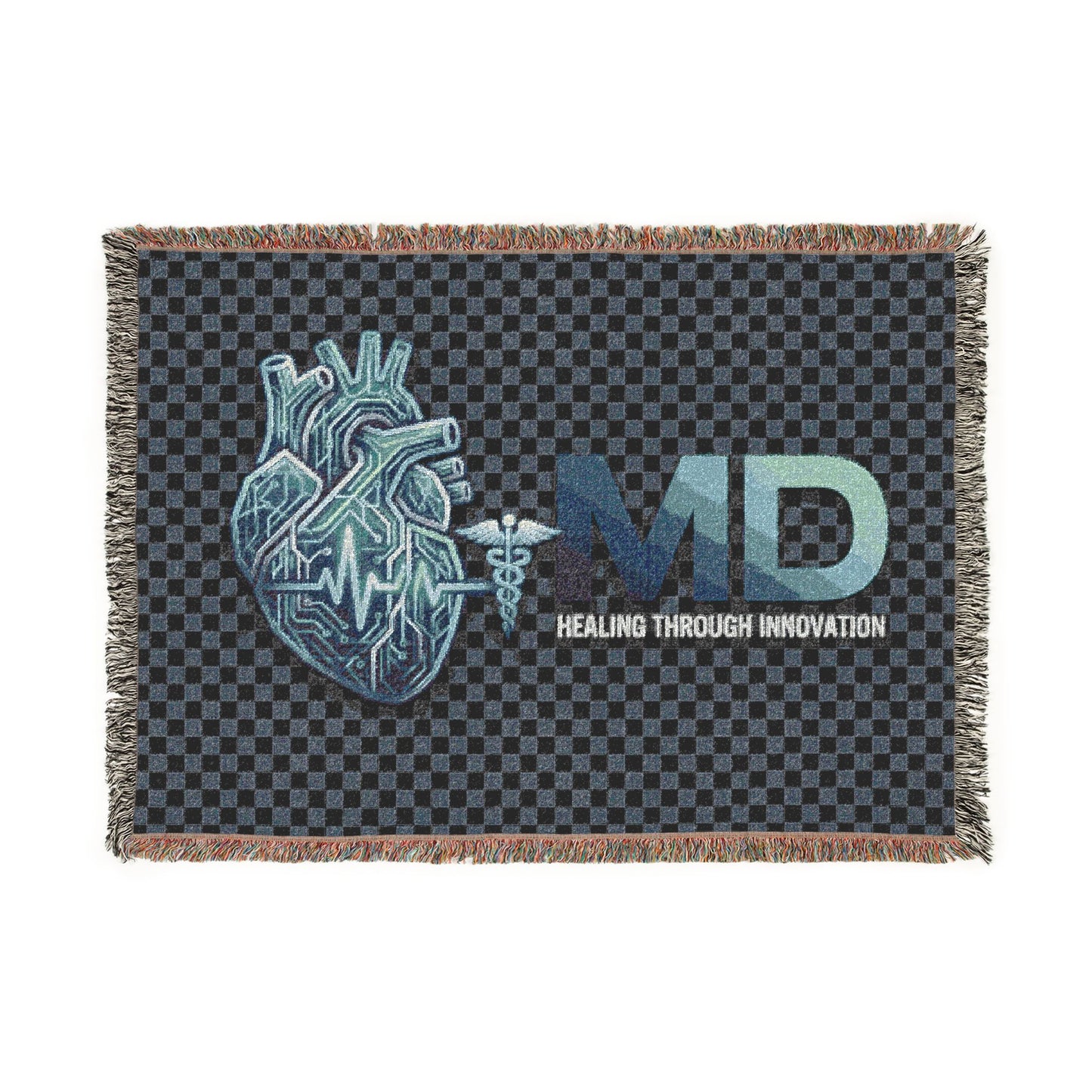 MD Heart Woven Blanket — Medical Doctor Gift Throw