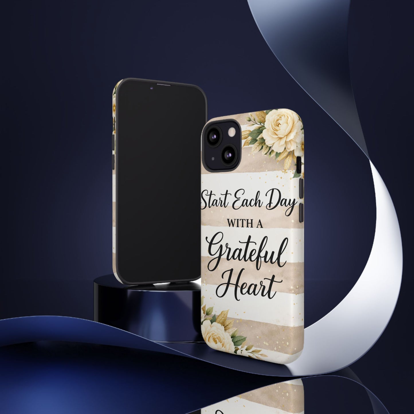Grateful Heart Tough Case — Floral Striped Protective Phone Case