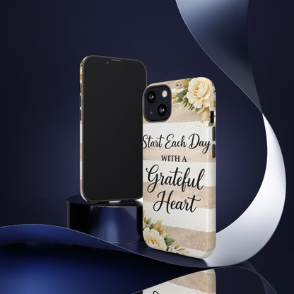 Grateful Heart Tough Case — Floral Striped Protective Phone Case