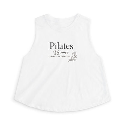 Pilates Crop Top — "Because Therapy Is Expensive" Women's Workout Tank