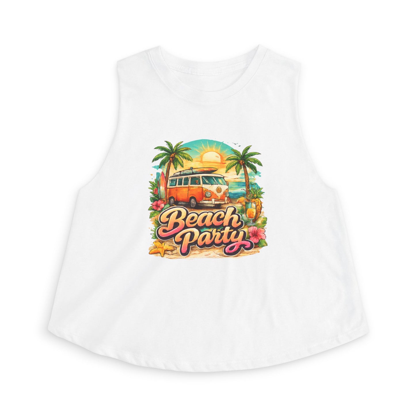 Beach Party Crop Top — Vintage Surf Van Tropical Tank