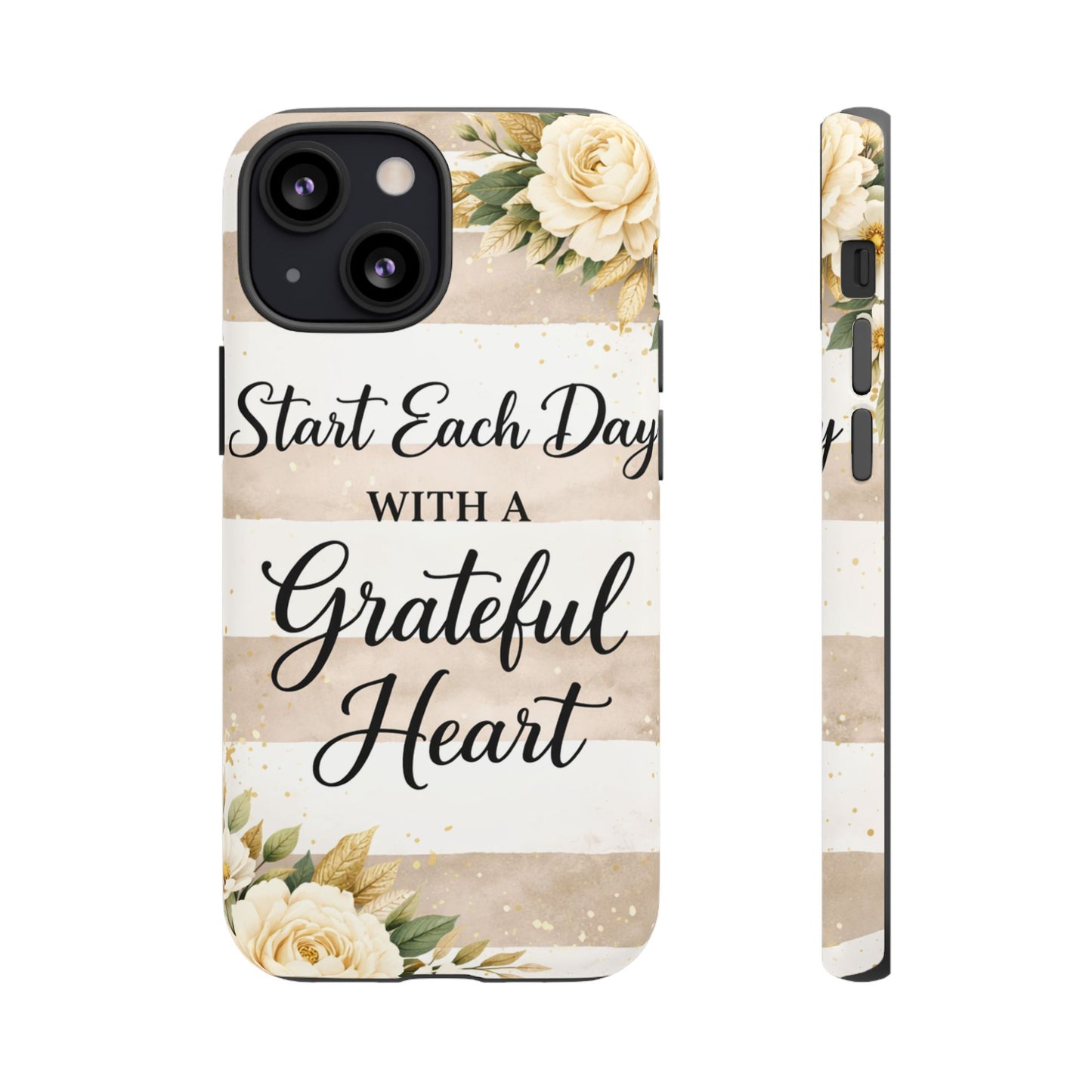 Grateful Heart Tough Case — Floral Striped Protective Phone Case