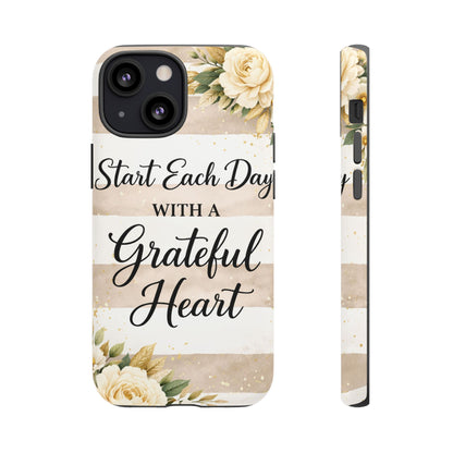 Grateful Heart Tough Case — Floral Striped Protective Phone Case