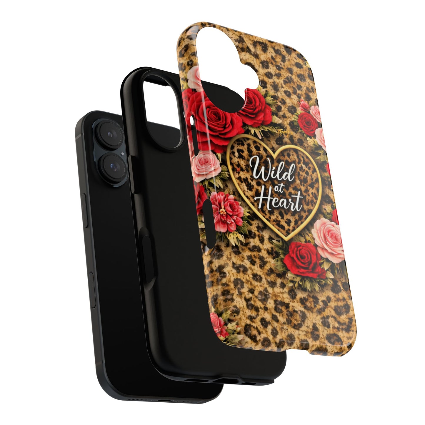 Wild at Heart Leopard Phone Case — Floral Heart Protective Phone Cover