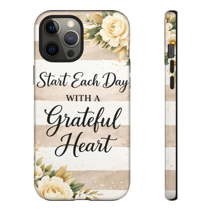 Grateful Heart Tough Case — Floral Striped Protective Phone Case