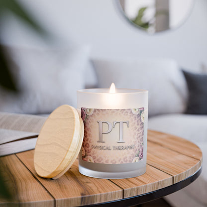Physical Therapist Candle — Floral Leopard Frosted Glass 11oz