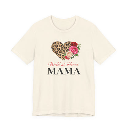 Mama Leopard Heart T-Shirt — "Wild at Heart" Floral Mom Tee