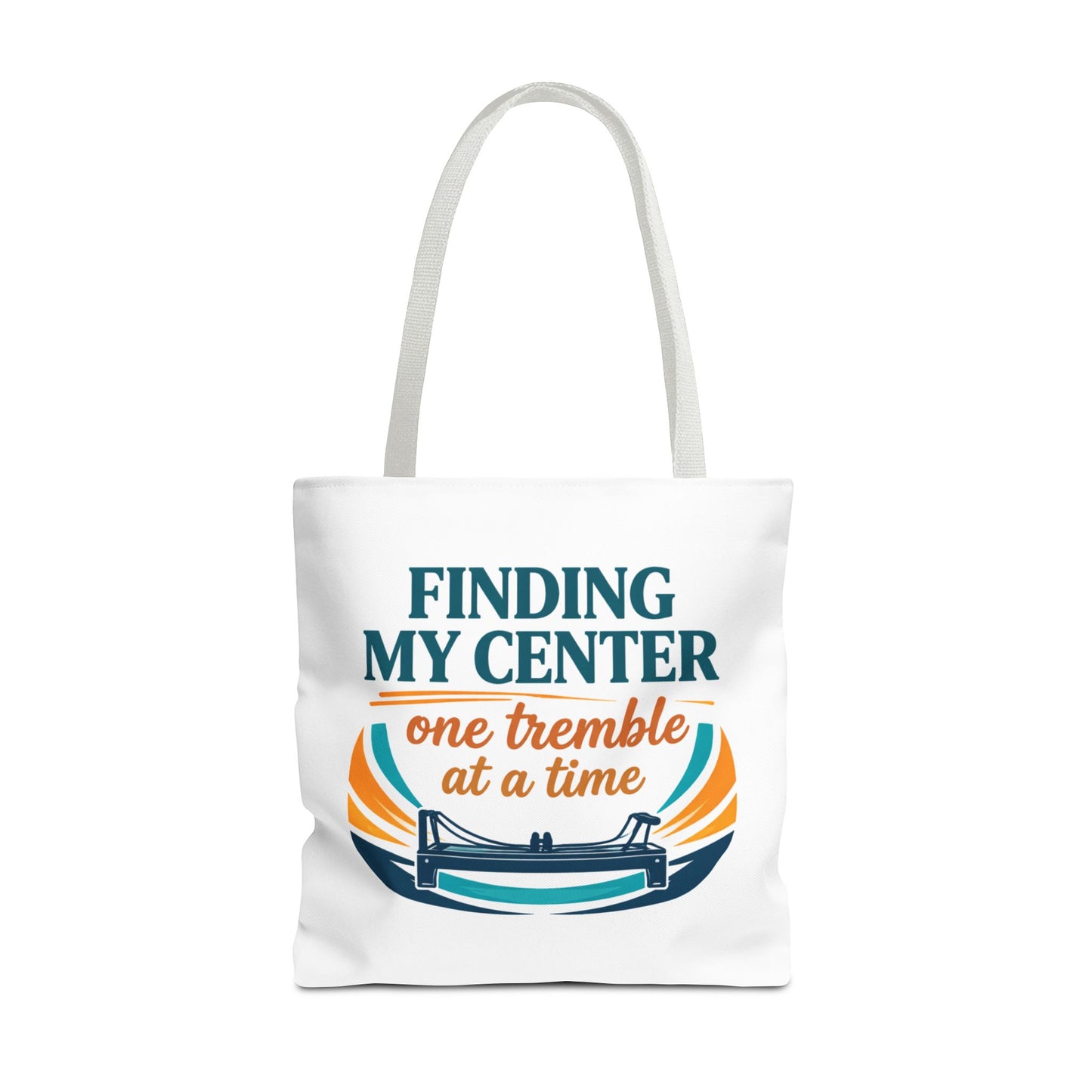 Finding My Center Pilates Tote Bag — “Finding My Center One Tremble at a Time”