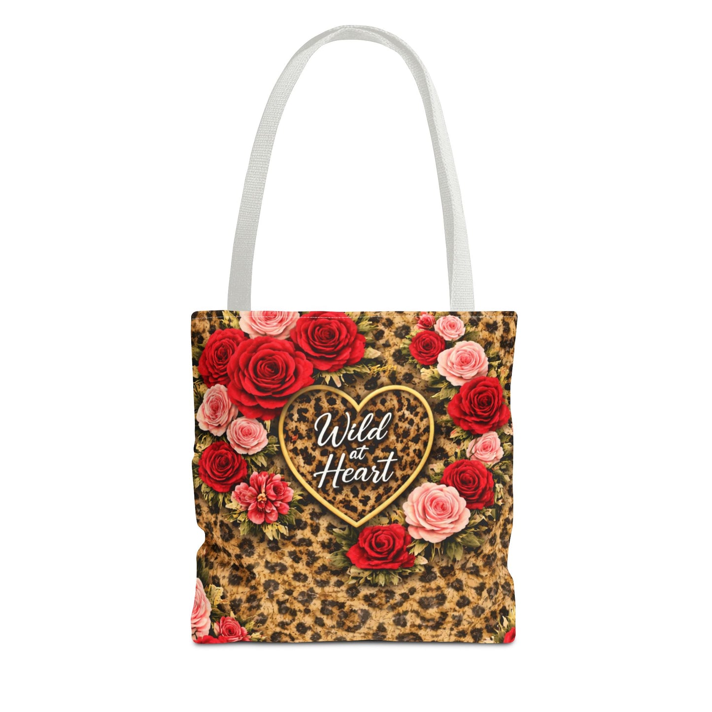Wild Heart Leopard Rose Tote Bag – Floral Animal Print Shopper