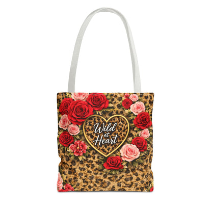Wild Heart Leopard Rose Tote Bag – Floral Animal Print Shopper