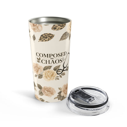 Composed in Chaos 20oz Floral Tumbler — Leopard Rose Insulated Travel Cup