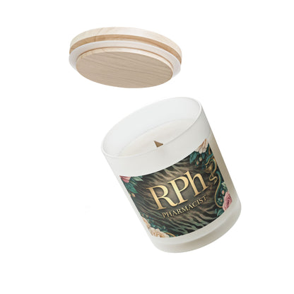 Pharmacist RPh Frosted Glass Candle — 11oz Decorative Gift