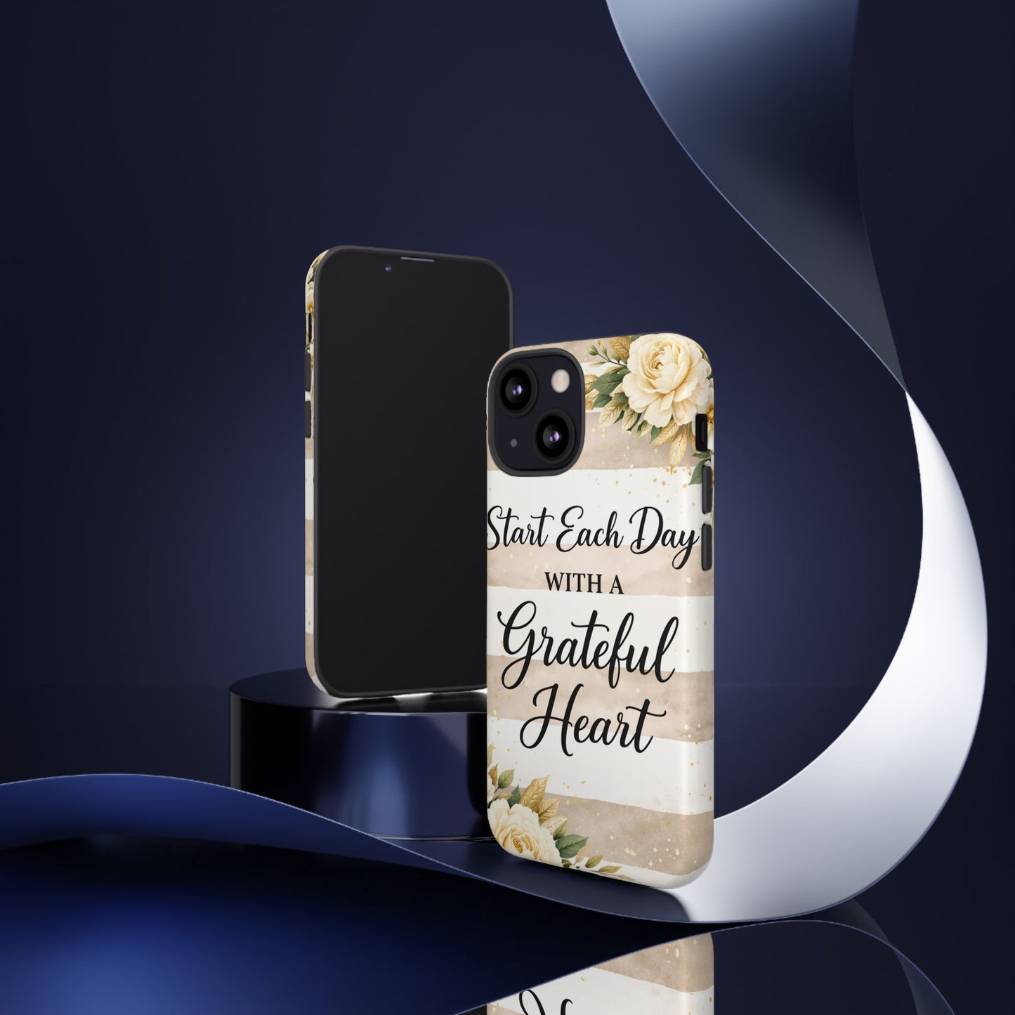 Grateful Heart Tough Case — Floral Striped Protective Phone Case