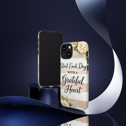 Grateful Heart Tough Case — Floral Striped Protective Phone Case