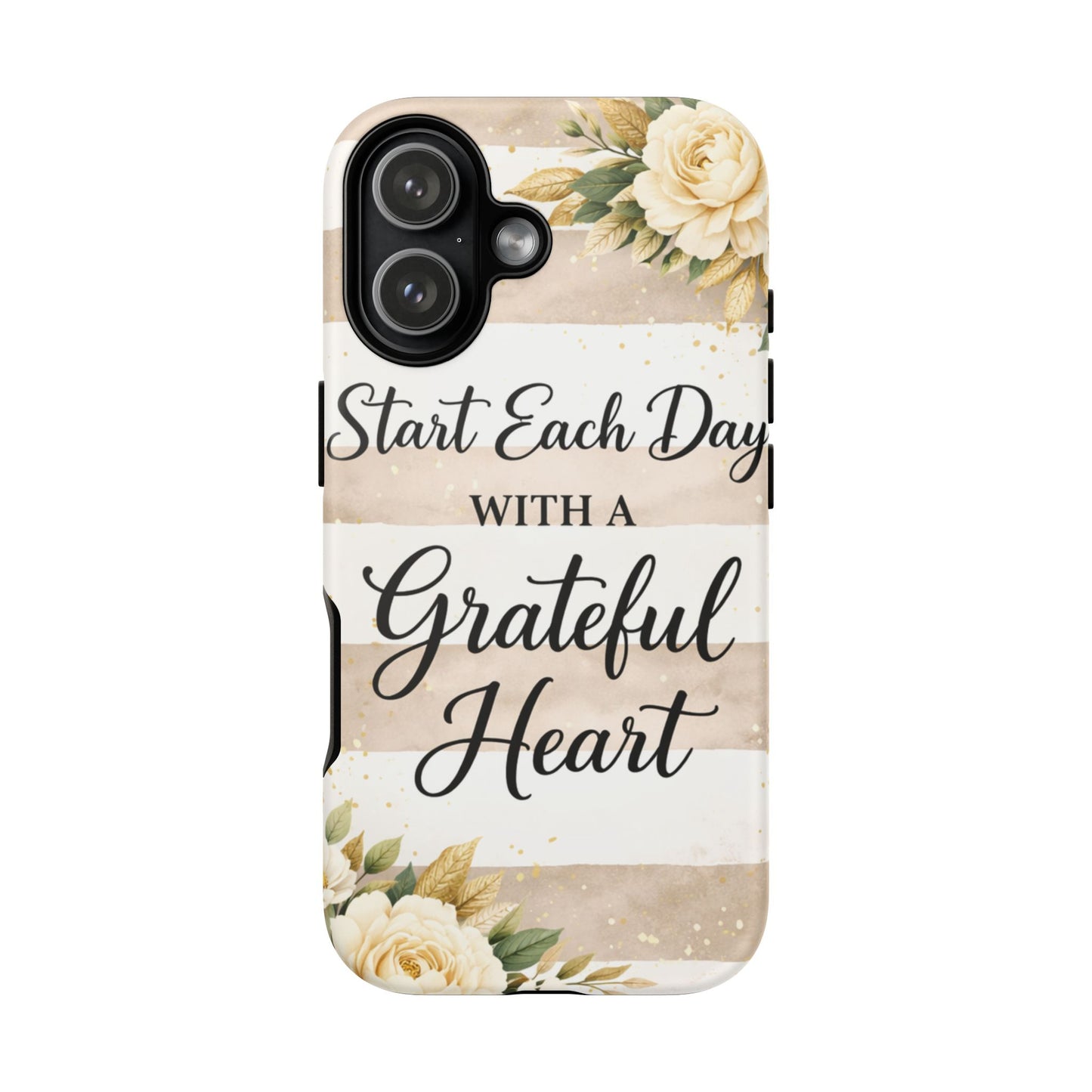 Grateful Heart Tough Case — Floral Striped Protective Phone Case
