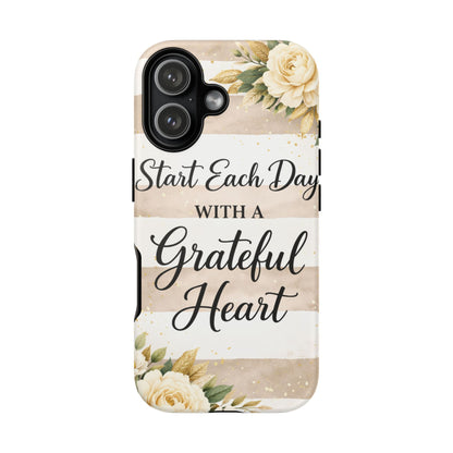 Grateful Heart Tough Case — Floral Striped Protective Phone Case
