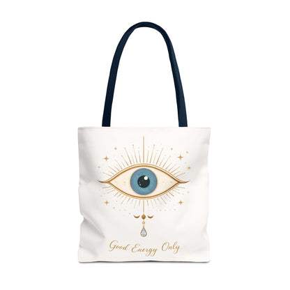 Mystic Eye Tote Bag — 'Good Energy Only' Spiritual Canvas Tote