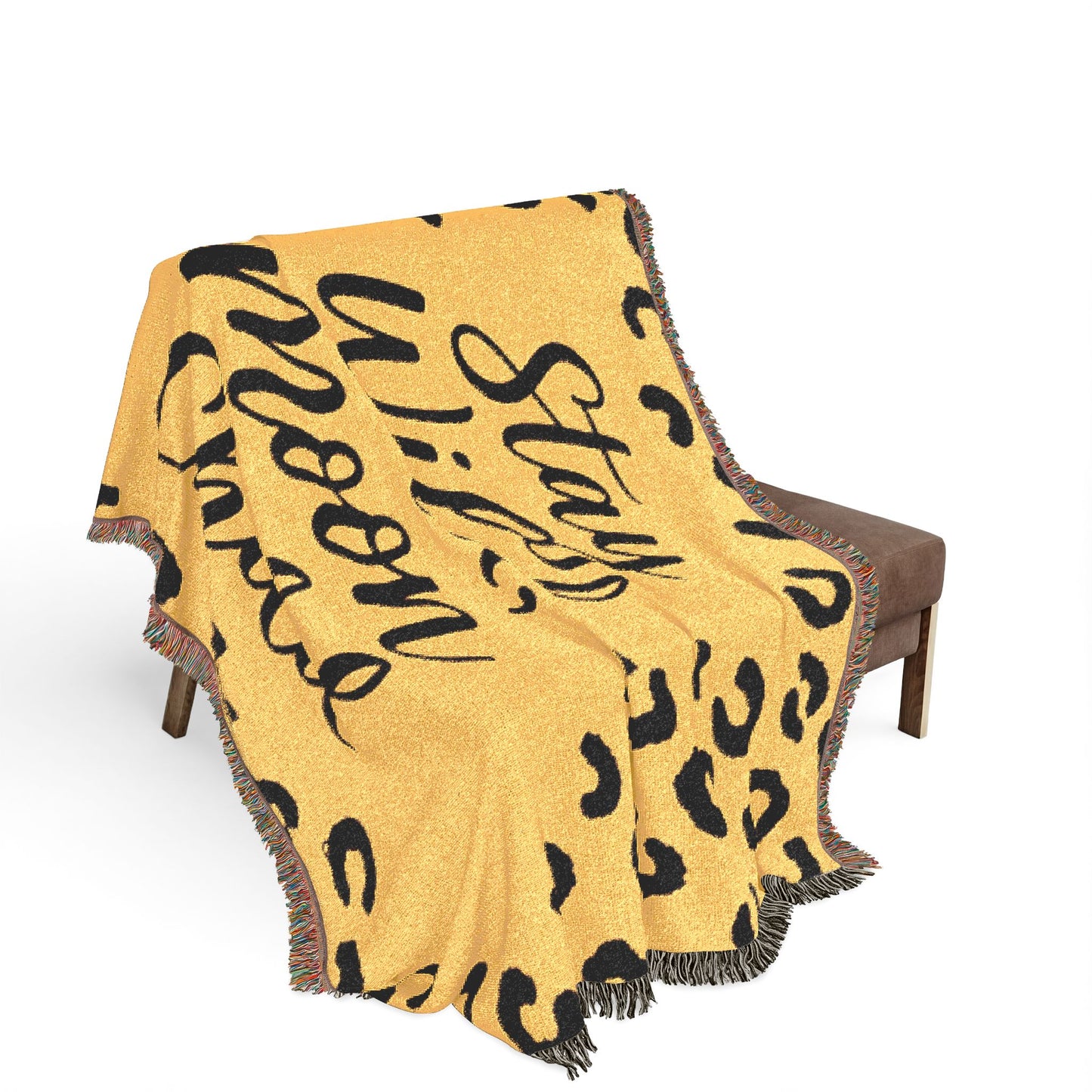 Stay Wild Moon Child Woven Blanket — Leopard Print Boho Throw