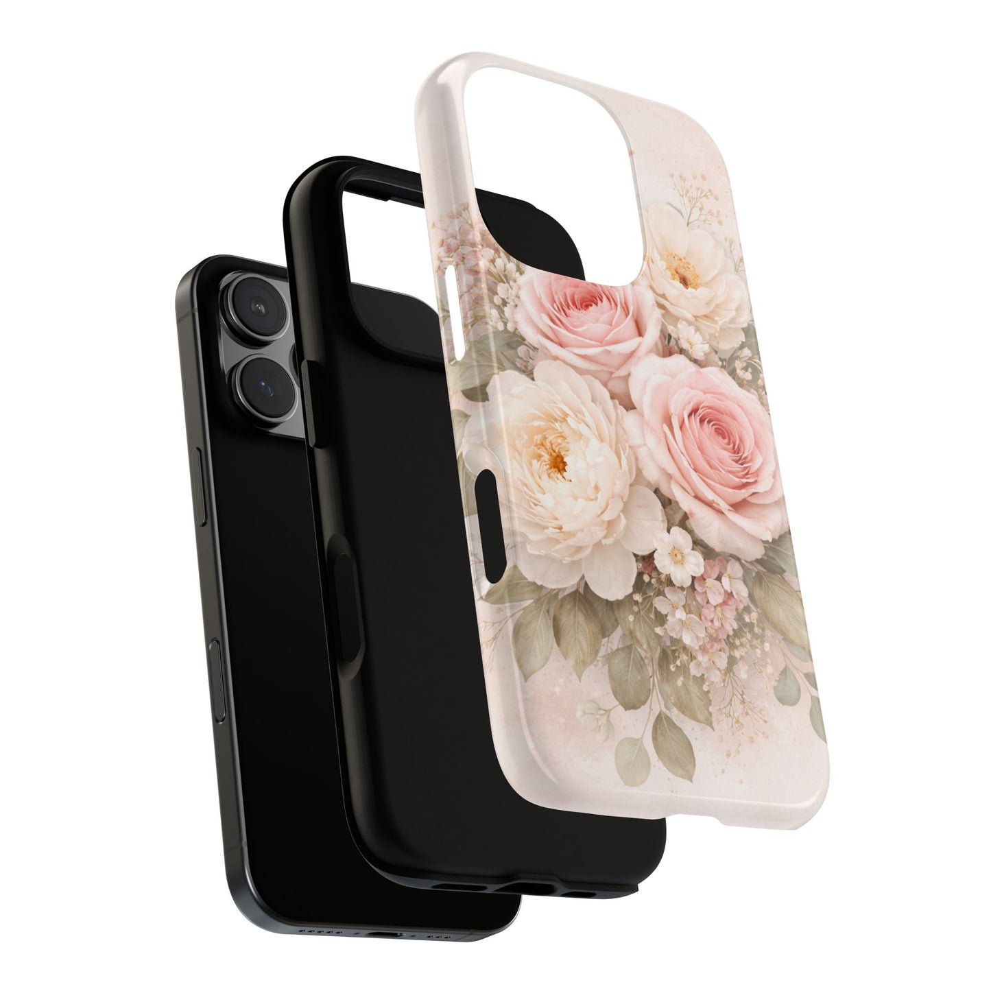 Floral Bouquet Tough Phone Case — Pink Rose Protective Cover