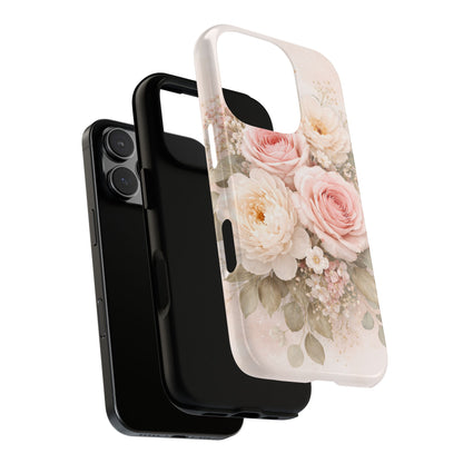 Floral Bouquet Tough Phone Case — Pink Rose Protective Cover