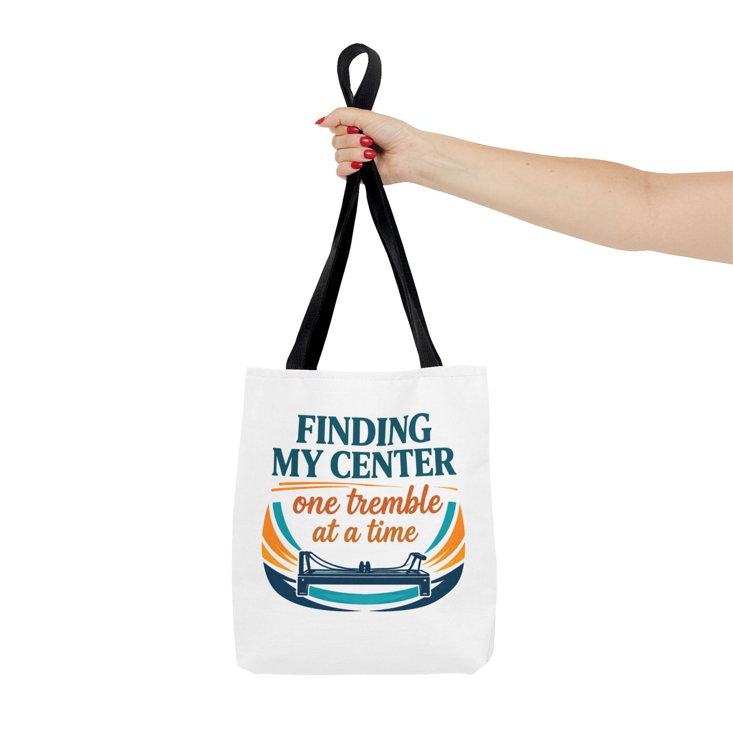 Finding My Center Pilates Tote Bag — “Finding My Center One Tremble at a Time”