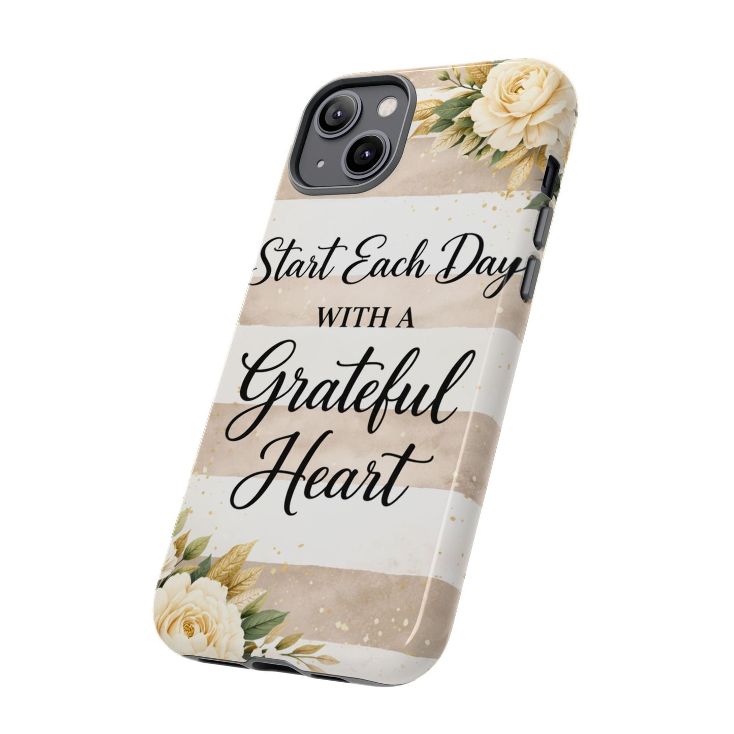 Grateful Heart Tough Case — Floral Striped Protective Phone Case
