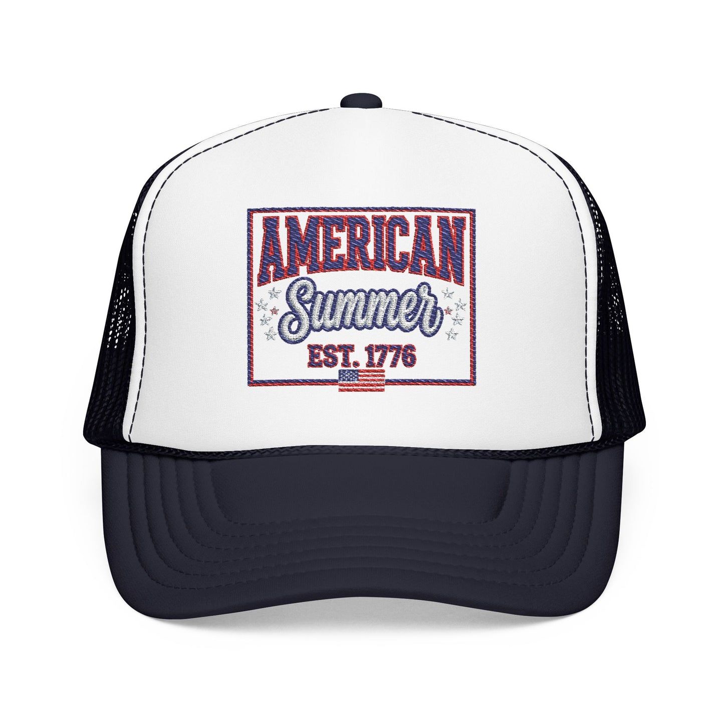 American Summer Trucker Hat — "American Summer EST. 1776" Patriotic Foam Cap