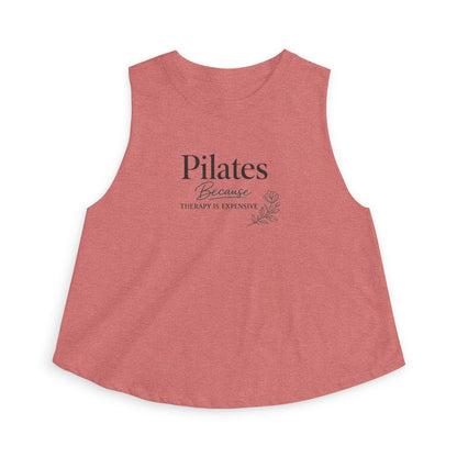 Pilates Crop Top — "Because Therapy Is Expensive" Women's Workout Tank