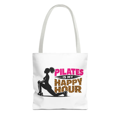 Pilates Is My Happy Hour Tote Bag — Funny Fitness Yoga Workout Tote