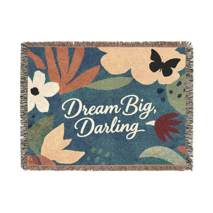 Dream Big, Darling Woven Blanket — Floral Boho Throw for Bedroom & Gift