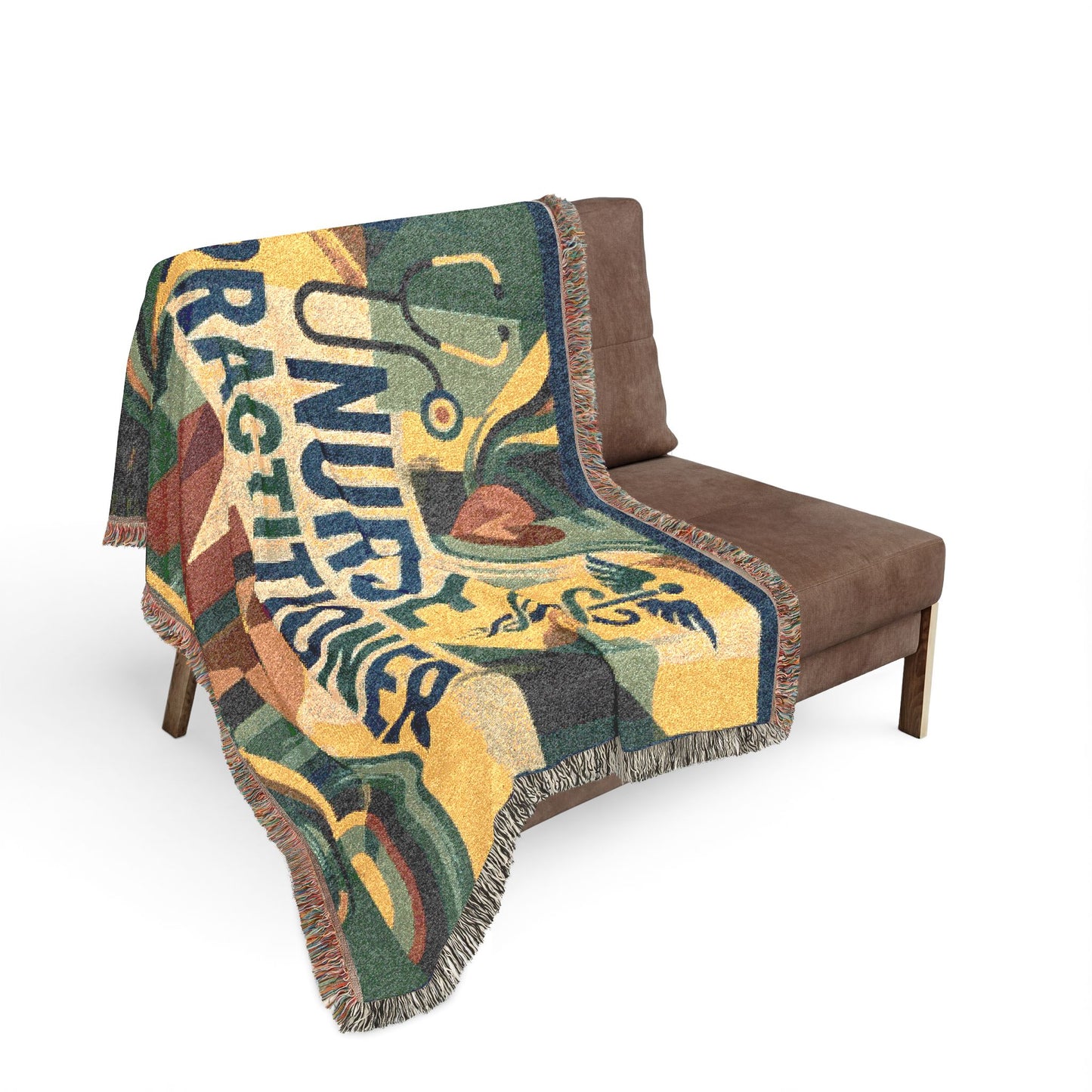 Nurse Practitioner Woven Blanket — Cozy NP Throw with Caduceus & Stethoscope Design