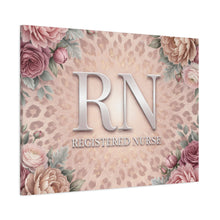 RN Registered Nurse Floral Canvas Wall Art — Pink Leopard Accent