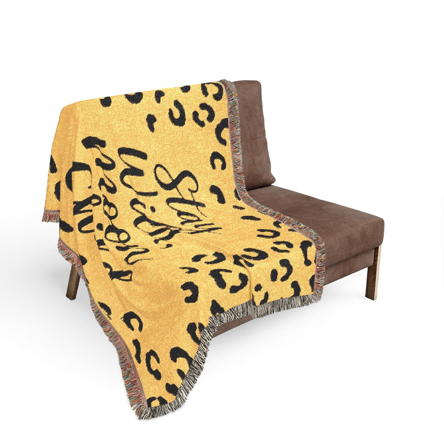 Stay Wild Moon Child Woven Blanket — Leopard Print Boho Throw