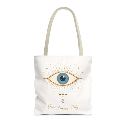 Mystic Eye Tote Bag — 'Good Energy Only' Spiritual Canvas Tote