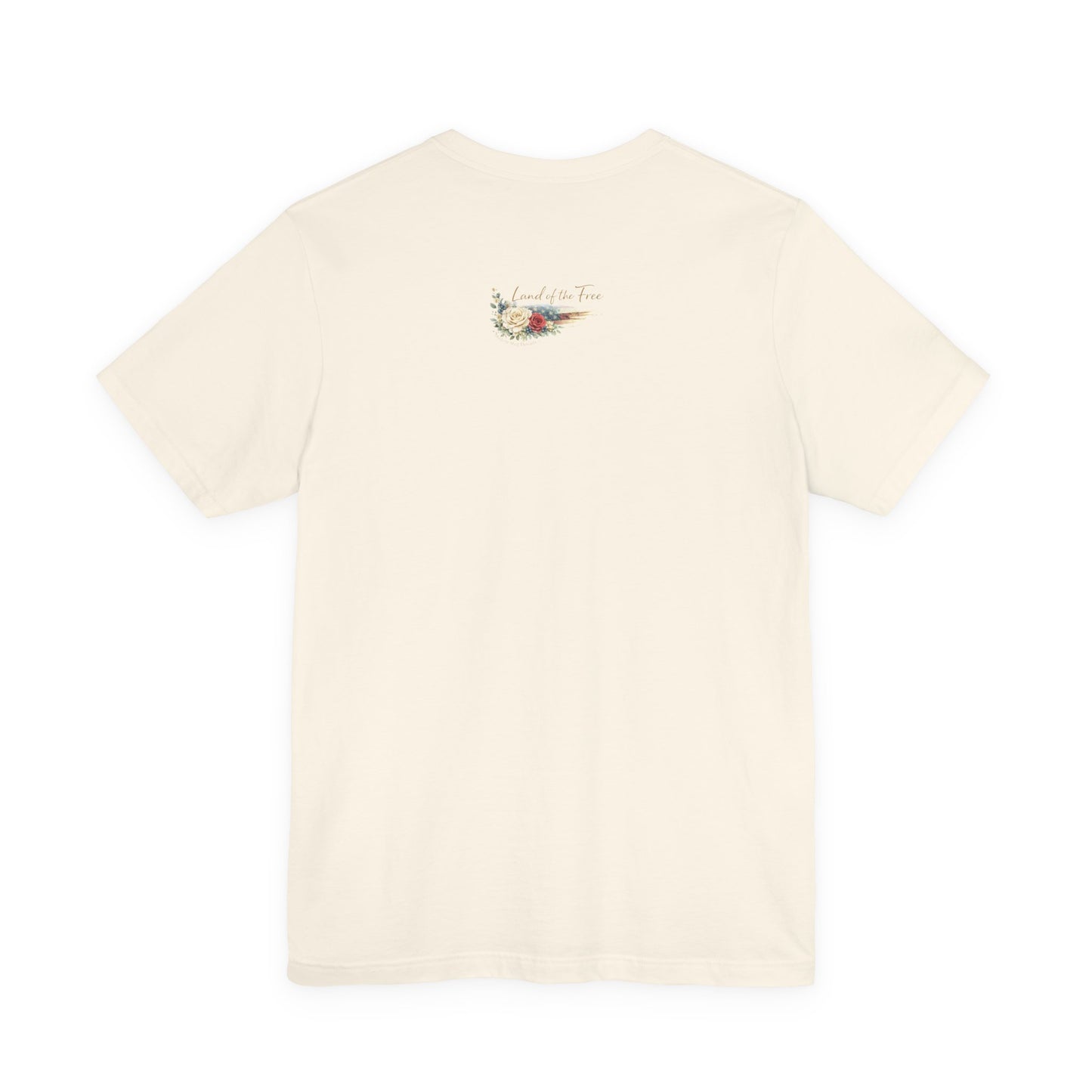 Patriotic Floral Tee — “Land of the Free” Short Sleeve Shirt