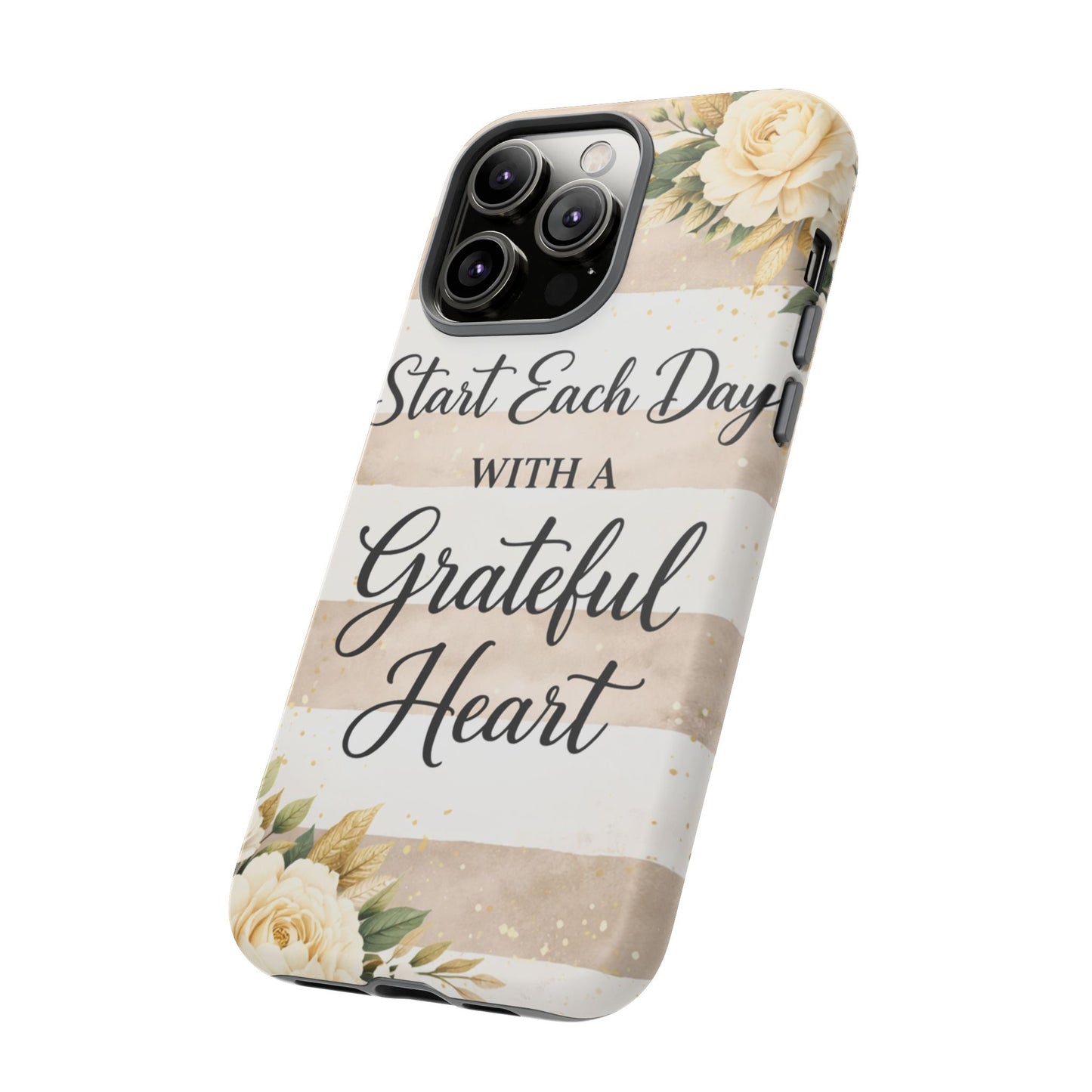 Grateful Heart Tough Case — Floral Striped Protective Phone Case