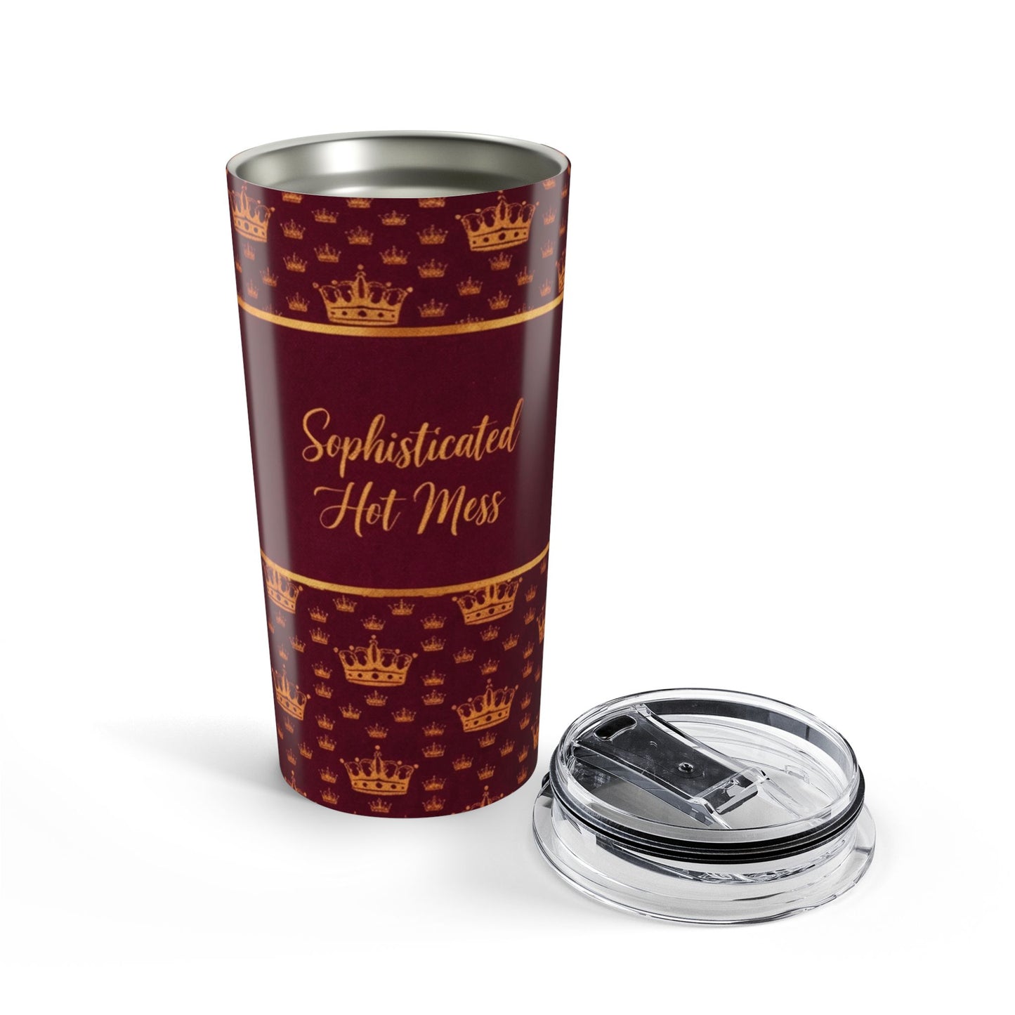 20oz Tumbler — "Sophisticated Hot Mess" Crown Pattern Insulated Travel Cup