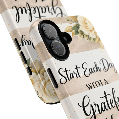 Grateful Heart Tough Case — Floral Striped Protective Phone Case