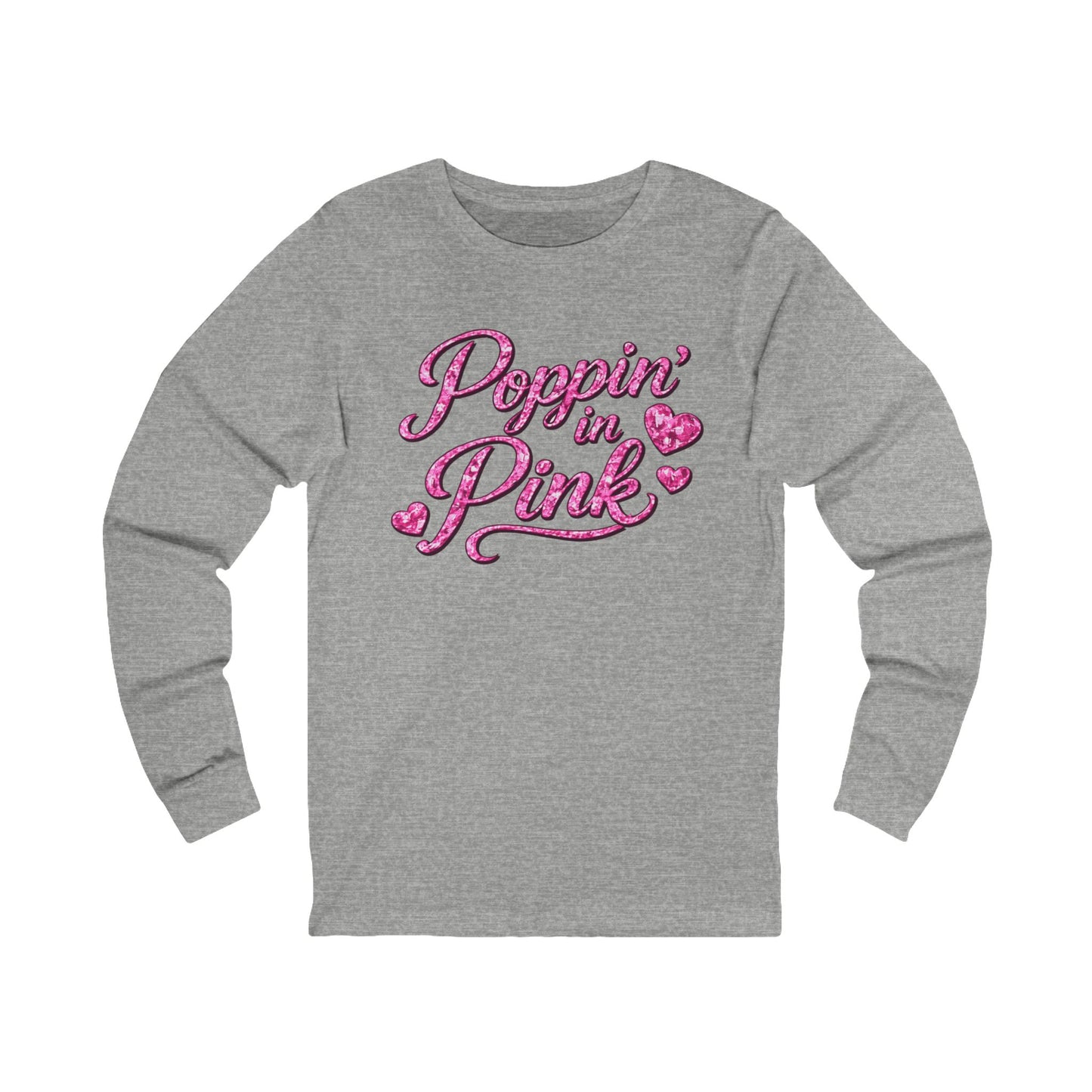 "Poppin' in Pink" Sparkle Graphic Long Sleeve Tee