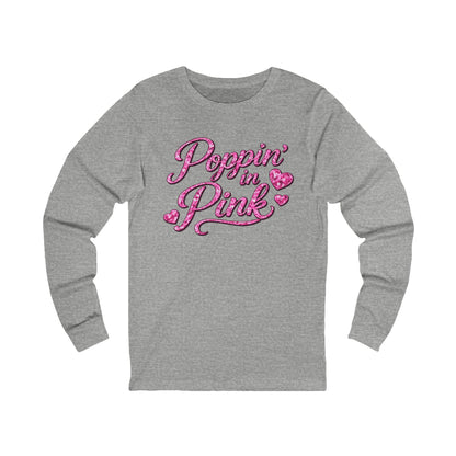 "Poppin' in Pink" Sparkle Graphic Long Sleeve Tee