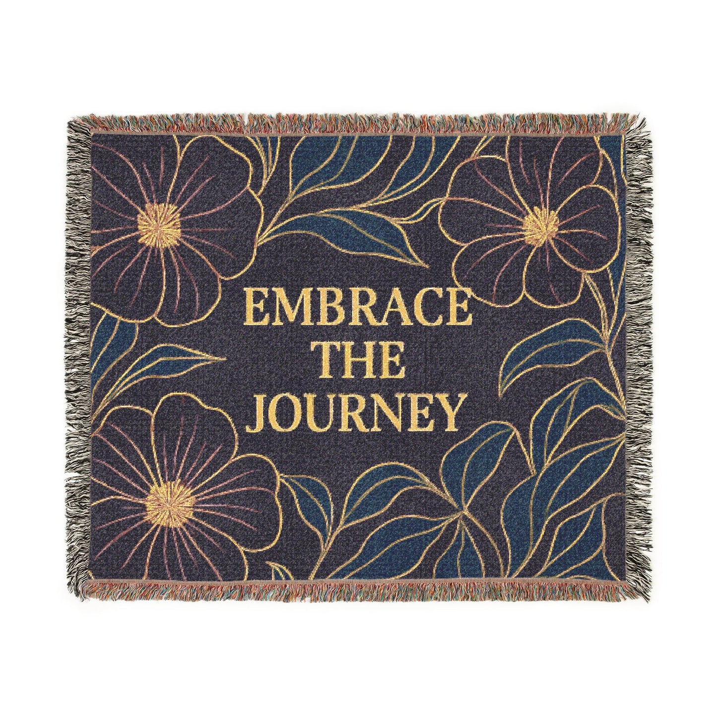 Embrace The Journey Woven Blanket — Floral Inspirational Throw